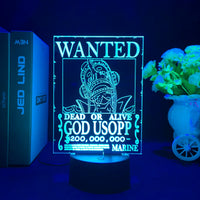 One Piece Wanted Cards LED Acrylic Stand Night Light | Anime 3D Lamp with Remote Control