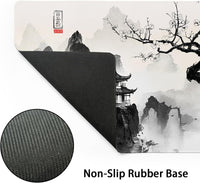 Anime Japanese Cherry Blossom Mouse Pad XXL – Sakura Tree & Mountain Design | Extra Large Desk Mat 90x40cm | Non-Slip Rubber Base, Stitched Edges, Extended Gaming Mousepad