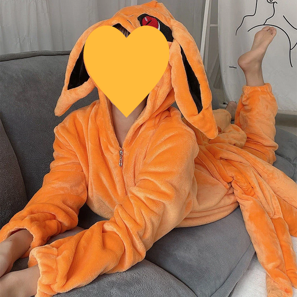 Naruto – Kurama Nine-Tails Fox Kigurumi Flannel Onesie Pajamas Cosplay Jumpsuit