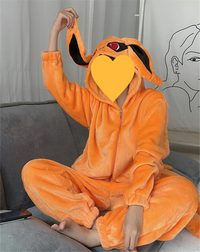Naruto – Kurama Nine-Tails Fox Kigurumi Flannel Onesie Pajamas Cosplay Jumpsuit