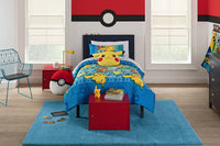 Pokemon 4 Piece Bedding Set Twin Size Polyester Comforter Sheets Pillowcase
