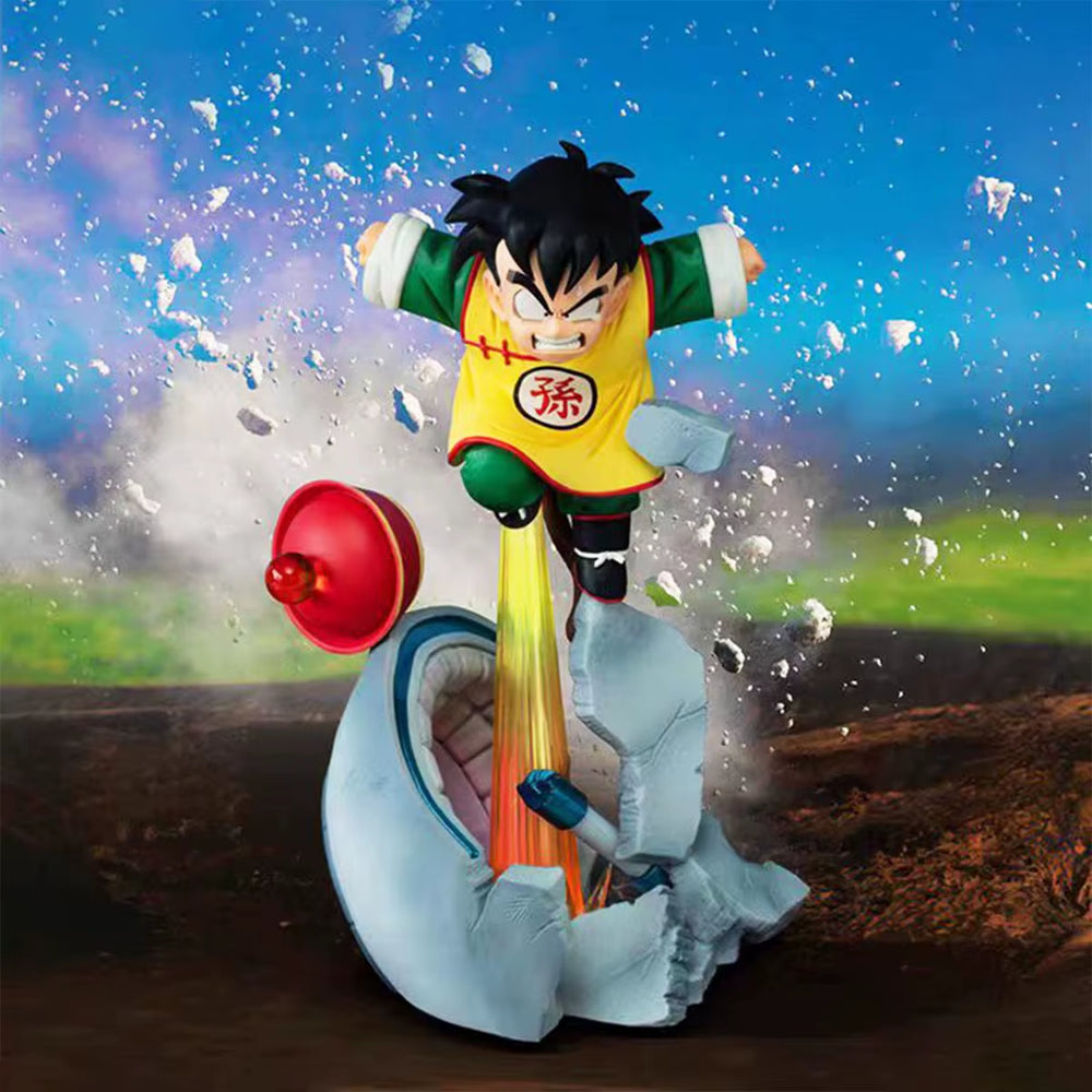 Dragon Ball Z Angry Kid Gohan Saiyan Pod Arrival About to Attack Statue