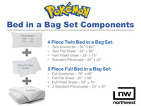 Pokemon 4 Piece Bedding Set Twin Size Polyester Comforter Sheets Pillowcase