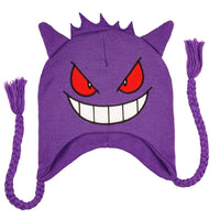 Pokémon Gengar Face 3D Laplander Beanie Skull Cap | Official Bioworld Winter Hat