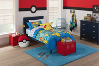 Pokemon 4 Piece Bedding Set Twin Size Polyester Comforter Sheets Pillowcase