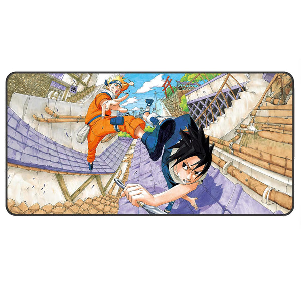 Premium Naruto and Sasuke Rooftop Action Design Gaming Mouse Pad