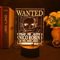 One Piece Wanted Cards LED Acrylic Stand Night Light | Anime 3D Lamp with Remote Control