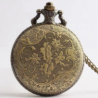 One Piece Antique Bronze Pirate Skull Quartz Pocket Watch Necklace
