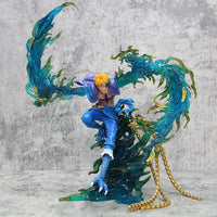 One Piece Marco Hybrid Phoenix Form Statue Figure Blue Flames