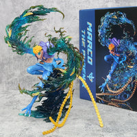 One Piece Marco Hybrid Phoenix Form Statue Figure Blue Flames