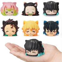 Demon Slayer – Tanjiro, Nezuko, Zenitsu, Mitsuri, Giyu & Obanai Cat Ear Sleepy Chibi Mini Figure Set