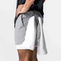 Demon Slayer White Training Shorts Akaza Print | Double-Layered Athletic Shorts with Red Accents
