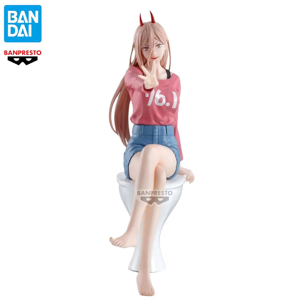 In Stock Original Banpresto Chainsaw Man Power Sitting Position Anime PVC Action Figure Collectible