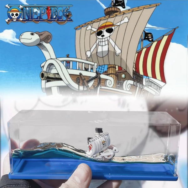 One Piece 3D Ship Fluid Drift Bottle – Thousand Sunny & Going Merry Floating Boat Ornament