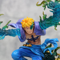 One Piece Marco Hybrid Phoenix Form Statue Figure Blue Flames