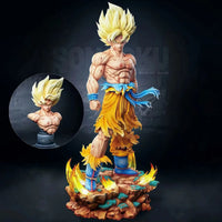 Dragon Ball Z Son Goku Super Saiyan Statue – Replaceable Heads LED Base