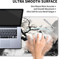 Anime Japanese Cherry Blossom Mouse Pad XXL – Sakura Tree & Mountain Design | Extra Large Desk Mat 90x40cm | Non-Slip Rubber Base, Stitched Edges, Extended Gaming Mousepad