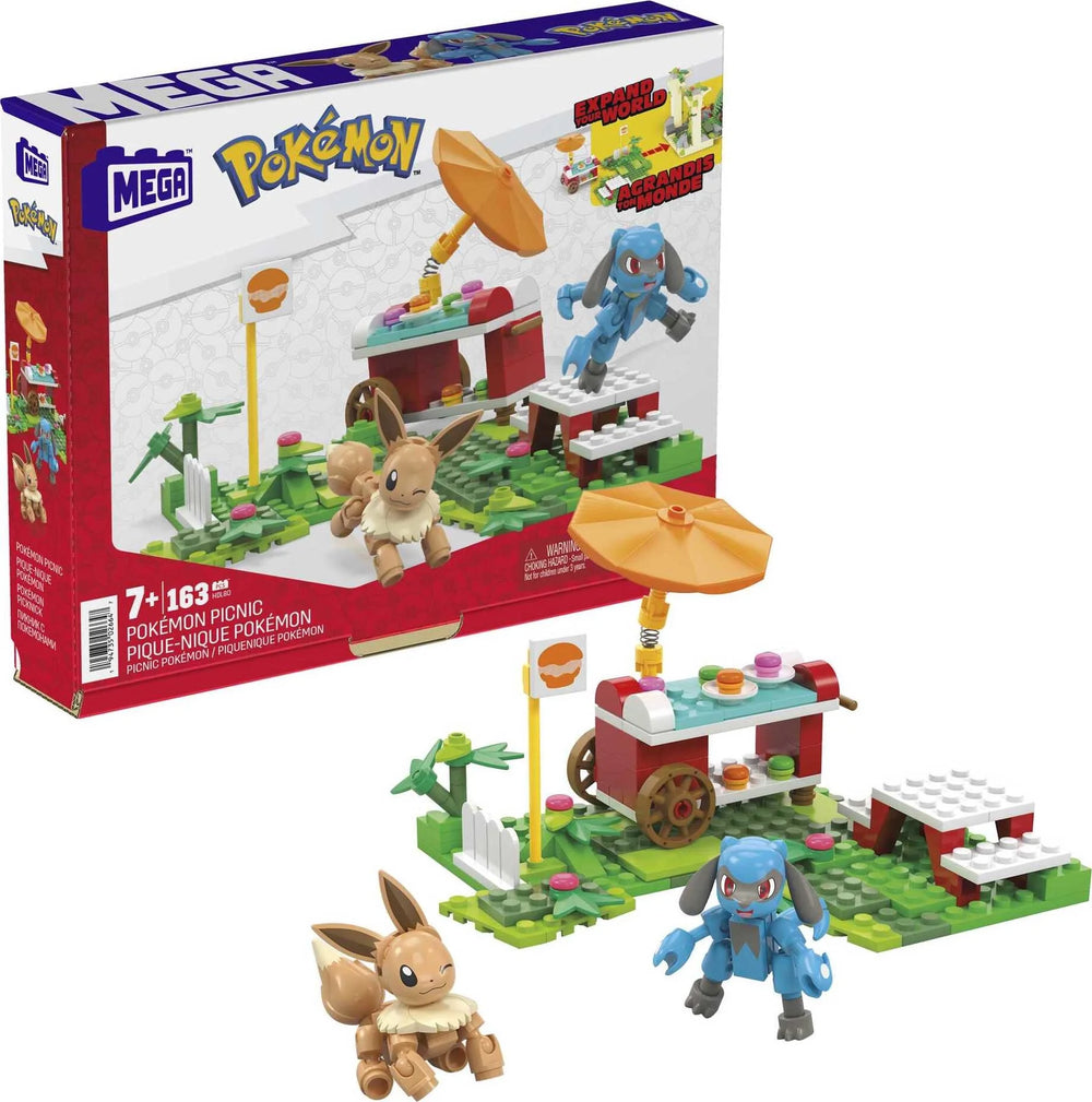 Pokémon Picnic Building Toy Kit with Eevee & Riolu | MEGA Construction Set (193 Pieces)